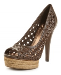 Head to the coast with BCBGeneration's trendy Orlando peep-toe pumps. With an earthy platform sole and flirty woven details, you'll fit in perfectly on the boardwalk. Head to the coast with BCBGeneration's trendy Orlando peep-toe pumps. With an earthy platform sole and flirty woven details, you'll fit in perfectly on the boardwalk.