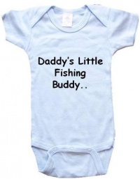 DADDY'S LITTLE FISHING BUDDY - BigBoyMusic Baby Designs - White or Blue Onesie / Baby T-shirt DADDY'S LITTLE FISHING BUDDY - BigBoyMusic Baby Designs - White or Blue Onesie / Baby T-shirt