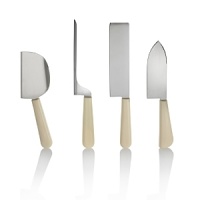This four-piece set from Alessi features one knife each for hard cheeses, semi-hard cheeses, soft cheeses and semi-soft cheeses. This four-piece set from Alessi features one knife each for hard cheeses, semi-hard cheeses, soft cheeses and semi-soft cheeses.