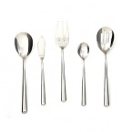 Sculptured and sleek, this contemporary stainless steel serving set is suitable to everyday dining and entertaining occasions.