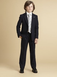 Your little boy will look the part of a sophisticated young man in this elegant, understated classic Armani design of fine Your little boy will look the part of a sophisticated young man in this elegant, understated classic Armani design of fine