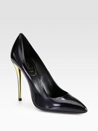 A sleek metal heel heightens this point toe pump in lustrous Italian leather. Metal heel, 4¼ (110mm)Leather upperPoint toeLeather lining and solePadded insoleMade in Italy A sleek metal heel heightens this point toe pump in lustrous Italian leather. Metal heel, 4¼ (110mm)Leather upperPoint toeLeather lining and solePadded insoleMade in Italy