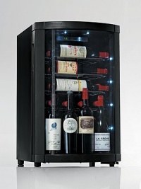 This refrigerator displays your wines and dispels your fears about storing opened bottles. A convex-shaped door with a built-in shelf holds four bottles upright. Digital temperature control maintains ideal conditions for both reds and whites! This refrigerator displays your wines and dispels your fears about storing opened bottles. A convex-shaped door with a built-in shelf holds four bottles upright. Digital temperature control maintains ideal conditions for both reds and whites!