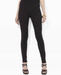 Inspired by the chic riding attire of a practiced equestrienne, Lauren Ralph Lauren's jodhpur legging is designed in sleek stretch twill with a slim leg and faux-suede patches for comfort and classic style. (Clearance)