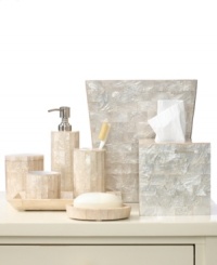 Naturally luxurious. Featuring a sleek, modern design and exquisite mother-of-pearl tiles, the Mother of Pearl wastebasket from Roselli Trading Company adorns your bath with quality and sophistication found in the world's poshest hotels. Naturally luxurious. Featuring a sleek, modern design and exquisite mother-of-pearl tiles, the Mother of Pearl wastebasket from Roselli Trading Company adorns your bath with quality and sophistication found in the world's poshest hotels.