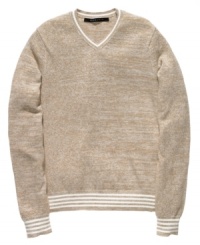 Lock down the season's best look with this smart V-neck sweater from Sean John. Lock down the season's best look with this smart V-neck sweater from Sean John.