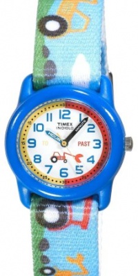 Timex Kids' T7B611 Time Teacher Blue Tractors Stretch Band Watch