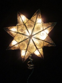 8 Lighted Capiz Shell 8-Point Gold Star Christmas Tree Topper - Clear Lights 8 Lighted Capiz Shell 8-Point Gold Star Christmas Tree Topper - Clear Lights