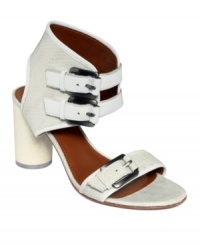 Fashion-forward and fearless! The Rosemarie sandal by Boutique 9 has a unique mixture of features that you don't see everyday: white snake print, double-strap front closures, and a round chunky heel. Fashion-forward and fearless! The Rosemarie sandal by Boutique 9 has a unique mixture of features that you don't see everyday: white snake print, double-strap front closures, and a round chunky heel.