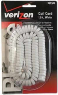 Verizon TL96175 12 Foot Coil Phone Cord (White)