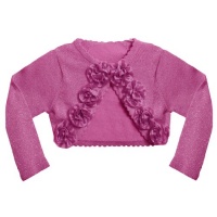 Size-3/6M BNJ-7613X METALLIC FUCHSIA-PINK ROLLED ROSETTE Special Occasion Cropped Bolero Sweater/Shrug/Jacket,Bonnie Jean X57613 Baby/Infant Size-3/6M BNJ-7613X METALLIC FUCHSIA-PINK ROLLED ROSETTE Special Occasion Cropped Bolero Sweater/Shrug/Jacket,Bonnie Jean X57613 Baby/Infant
