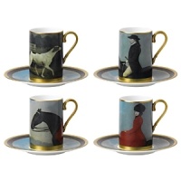Wedgwood pays tribute to the traditional English equestrian lifestyle with this fine assortment of cups and saucers inspired by the work of 18th-century horse painter George Stubbs. Burnished gold silhouettes and intricately detailed illustrations evoke the stylish essence of horse riding. Wedgwood pays tribute to the traditional English equestrian lifestyle with this fine assortment of cups and saucers inspired by the work of 18th-century horse painter George Stubbs. Burnished gold silhouettes and intricately detailed illustrations evoke the stylish essence of horse riding.