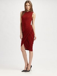 Asymmetrically draped layer, allover gathers and a touch of stretch define this intriguing jersey silhouette. RoundneckSleevelessAsymmetrically draped overlayPull-on styleAbout 35 from natural waist at longest point87% viscose/13% elastaneDry cleanImported of Italian fabricModel shown is 5'10 (177cm) wearing US size 2. Asymmetrically draped layer, allover gathers and a touch of stretch define this intriguing jersey silhouette. RoundneckSleevelessAsymmetrically draped overlayPull-on styleAbout 35 from natural waist at longest point87% viscose/13% elastaneDry cleanImported of Italian fabricModel shown is 5'10 (177cm) wearing US size 2.
