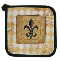 Majestic Black & Tan Fleur de Lis Kitchen Print Pot Holder Majestic Black & Tan Fleur de Lis Kitchen Print Pot Holder