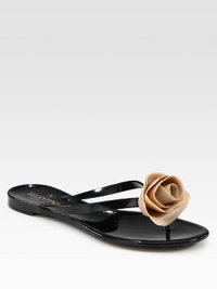 Dainty, sleek straps in a low-profile design, adorned by a charming rose adornment. Studded PVC upperPVC lining and solePadded insoleMade in Italybr>OUR FIT MODEL RECOMMENDS ordering one half size down as this style runs large. Dainty, sleek straps in a low-profile design, adorned by a charming rose adornment. Studded PVC upperPVC lining and solePadded insoleMade in Italybr>OUR FIT MODEL RECOMMENDS ordering one half size down as this style runs large.