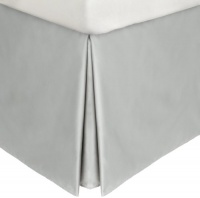 Calvin Klein Home Solid Percale Double Row Cord California King Bedskirt, Pale Gray