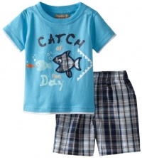 Kids Headquarters Baby-Boys Infant Sleeve Top With Plaid Short Kids Headquarters Baby-Boys Infant Sleeve Top With Plaid Short