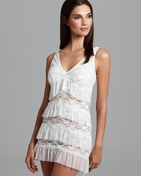 Whipped cream describes perfectly In Bloom's lace chemise, with tiers of ruffles and frills. Whipped cream describes perfectly In Bloom's lace chemise, with tiers of ruffles and frills.
