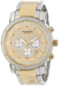 Akribos XXIV Men's AK439TT Grandiose Diamond Quartz Chronograph Gold Dial Watch Akribos XXIV Men's AK439TT Grandiose Diamond Quartz Chronograph Gold Dial Watch