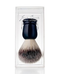 Jack Black's Shave Brush is your ticket to a revolutionary shaving experience. Designed to perform like a natural hair Silvertip Badger Brush, the Pure Performance Shave Brush's eco-friendly Pure-Tech bristles produce a smooth and creamy lather for a comfortable, cruelty-free shave. The ultra-soft, compact, flexible bristle design allows precise control of lather around nose, mouth and facial hair. A special antimicrobial agent keeps bristles bacteria-free, helping guard skin from germs that can irritate and inflame nicks and cuts. Jack Black's Shave Brush is your ticket to a revolutionary shaving experience. Designed to perform like a natural hair Silvertip Badger Brush, the Pure Performance Shave Brush's eco-friendly Pure-Tech bristles produce a smooth and creamy lather for a comfortable, cruelty-free shave. The ultra-soft, compact, flexible bristle design allows precise control of lather around nose, mouth and facial hair. A special antimicrobial agent keeps bristles bacteria-free, helping guard skin from germs that can irritate and inflame nicks and cuts.