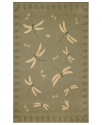 Casually charming, Liora Manne's Dragonfly rug is populated with winged creatures against a lovely moss green background. Designed for outdoor decks and patios, or even in high-traffic living spaces, Terrace collection rugs are woven from durable synthetic fibers and UV-stabilized to resist fading. Casually charming, Liora Manne's Dragonfly rug is populated with winged creatures against a lovely moss green background. Designed for outdoor decks and patios, or even in high-traffic living spaces, Terrace collection rugs are woven from durable synthetic fibers and UV-stabilized to resist fading.
