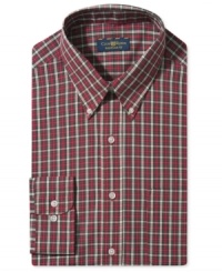 Use this plaid Club Room dress shirt to play up any solid layer for spot-on desk-to-dinner attire. Use this plaid Club Room dress shirt to play up any solid layer for spot-on desk-to-dinner attire.