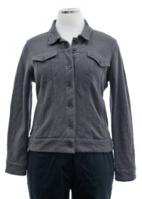 Eileen Fisher Bark Grey Cotton Metallic Classic Collar Long Sleeve Jacket Large Eileen Fisher Bark Grey Cotton Metallic Classic Collar Long Sleeve Jacket Large