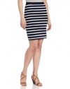 Pink Tartan Women's Stripe Power Stretch Pencil Skirt