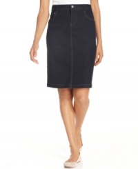 Dressed up or down, Charter Club's dark denim skirt is an instant classic. A comfort waistband provides a secure fit, too! Dressed up or down, Charter Club's dark denim skirt is an instant classic. A comfort waistband provides a secure fit, too!