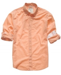Plain and simple. Toss on this Guess button-front shirt, roll up your cuffs and you're good to go.
