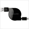 Micro USB Retractable Cable - Ideal for Any Micro USB Powered Device Including Bluetooth Headsets, BlackBerry, Motorolla Droid X, HTC EVO 4G, Samsung Captivate, and Other Smart Phones