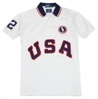 Polo Ralph Lauren Men Custom Fit Big Logo USA Polo T-shirt - Olympic Team London 2012 (XL, White/navy/red)