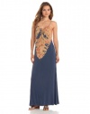 Gypsy 05 Women's Bamboo Scoop Back Maxi, Navy/Peach, Medium