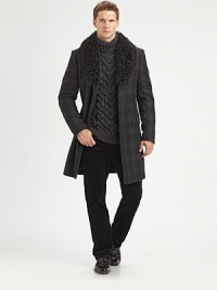 The epitome of sophisticated, timeless outerwear tailored specifically for the modern gentleman's lifestyle, shaped in a rich wool blend for superior warmth.Button-frontHip flap pocketsRear ventAbout 40 from shoulder to hem70% wool/30% nylonDry cleanImported The epitome of sophisticated, timeless outerwear tailored specifically for the modern gentleman's lifestyle, shaped in a rich wool blend for superior warmth.Button-frontHip flap pocketsRear ventAbout 40 from shoulder to hem70% wool/30% nylonDry cleanImported