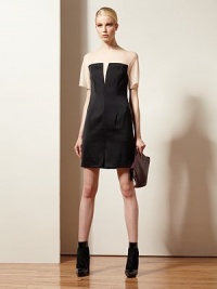 Contrasting panels trick the eye by creating a bustier-like silhouette, while shimmering silk trim softens the look. BoatneckShort sleevesFront slitBack keyhole closure; invisible zipperAbout 20 from natural waistBody: ViscoseTrim: 50% silk/44% polyamide/6% elastaneDry cleanImportedModel shown is 5'10 (177cm) wearing US size 2. Contrasting panels trick the eye by creating a bustier-like silhouette, while shimmering silk trim softens the look. BoatneckShort sleevesFront slitBack keyhole closure; invisible zipperAbout 20 from natural waistBody: ViscoseTrim: 50% silk/44% polyamide/6% elastaneDry cleanImportedModel shown is 5'10 (177cm) wearing US size 2.