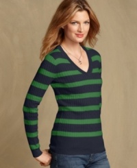Rendered from 100% cotton in chic cable-knit, Tommy Hilfiger's Jenny sweater is a preppy classic for chilly days. Rendered from 100% cotton in chic cable-knit, Tommy Hilfiger's Jenny sweater is a preppy classic for chilly days.