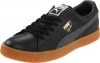 PUMA Clyde Leather Fs Lace-Up Fashion Sneaker,Black/Dark Shadow,11 D US