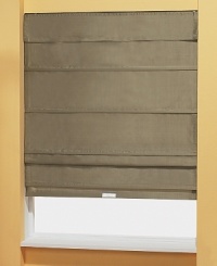 Elegant, yet understated, this cordless silk roman shade brings high style and undeniable luxury into your home. Featuring 100% silk in an array of chic hues that filter light beautifully. Also features a convenient cordless design that allows you to easily adjust the shade height. Elegant, yet understated, this cordless silk roman shade brings high style and undeniable luxury into your home. Featuring 100% silk in an array of chic hues that filter light beautifully. Also features a convenient cordless design that allows you to easily adjust the shade height.