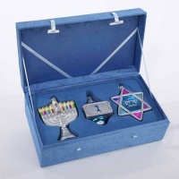 3 Noble Gems Glass Hanukkah Chanukah Menorah, Dreidel & Star of David Ornaments 3 Noble Gems Glass Hanukkah Chanukah Menorah, Dreidel & Star of David Ornaments