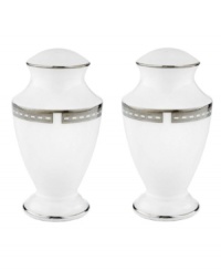 Metropolitan sensibility and modern design combine in Lenox's understated white bone china collection of dinnerware and dishes. Platinum gild along the edge is enhanced by a clean, platinum geometric pattern reminiscent of architectural details Metropolitan sensibility and modern design combine in Lenox's understated white bone china collection of dinnerware and dishes. Platinum gild along the edge is enhanced by a clean, platinum geometric pattern reminiscent of architectural details