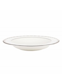 Sturdy bone china draped in a delicate platinum garland makes the Iced Pirouette rim soup bowl by Lenox a flawless go-to for formal dining. Sturdy bone china draped in a delicate platinum garland makes the Iced Pirouette rim soup bowl by Lenox a flawless go-to for formal dining.