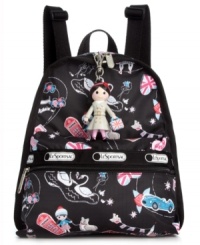 Step up your style status with this colorfully printed backpack from LeSportsac. The intuitively functional design features plenty of pockets and adjustable shoulder straps for an effortless on-the-go look. Step up your style status with this colorfully printed backpack from LeSportsac. The intuitively functional design features plenty of pockets and adjustable shoulder straps for an effortless on-the-go look.