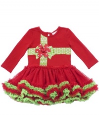 Rare Editions Baby-Girls Infant Tutu Dress, Red/Lime, 12 Months