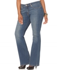 Look fabulous in Levi's boot cut plus size jeans, featuring a built-in control panel for a flawless fit. Look fabulous in Levi's boot cut plus size jeans, featuring a built-in control panel for a flawless fit.