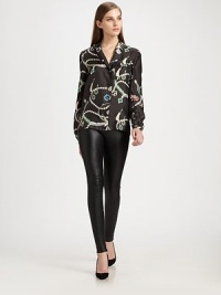 This silk-blend, ultra-soft, pajama-inspired style is defined by a vivid jewel print.Notched lapelsLong sleevesButton frontFront chest pocketAbout 25 from shoulder to hemSilkDry cleanMade in Italy Model shown is 5'10 wearing US size 4. This silk-blend, ultra-soft, pajama-inspired style is defined by a vivid jewel print.Notched lapelsLong sleevesButton frontFront chest pocketAbout 25 from shoulder to hemSilkDry cleanMade in Italy Model shown is 5'10 wearing US size 4.