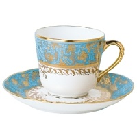 Inspired by the flamboyant designs of the 19th century, Eden Turquoise is both refined and sophisticated. This Limoges porcelain dinnerware service is a remarkable reproduction that captures the beauty of engraved gold work. Made in Limoges, France. Inspired by the flamboyant designs of the 19th century, Eden Turquoise is both refined and sophisticated. This Limoges porcelain dinnerware service is a remarkable reproduction that captures the beauty of engraved gold work. Made in Limoges, France.