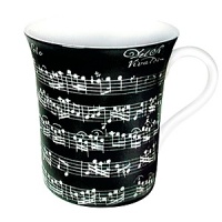 Whimsical drinkware to add fun and color to the table. Konitz mugs feature the highest quality color and glaze. White text of a piece of music on black ground. Whimsical drinkware to add fun and color to the table. Konitz mugs feature the highest quality color and glaze. White text of a piece of music on black ground.