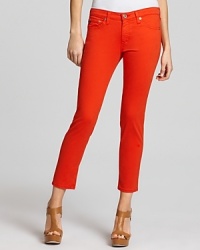 These eye-popping AG Adriano Goldschmied crop jeans are fashioned in dreamily soft stretch cotton, adding effortless comfort to major style. These eye-popping AG Adriano Goldschmied crop jeans are fashioned in dreamily soft stretch cotton, adding effortless comfort to major style.