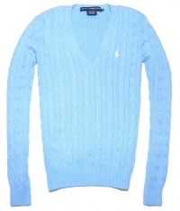 Ralph Lauren Sport Women Pony Logo Cable Knit V-neck Sweater Ralph Lauren Sport Women Pony Logo Cable Knit V-neck Sweater