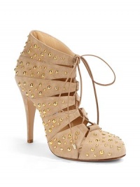 THE LOOKAll-over studded designOval toeCutout details Lace-up closureSelf-covered heel 4½ (115mm)THE MATERIALCalf suede upperLeather lining and soleORIGINMade in Italy THE LOOKAll-over studded designOval toeCutout details Lace-up closureSelf-covered heel 4½ (115mm)THE MATERIALCalf suede upperLeather lining and soleORIGINMade in Italy